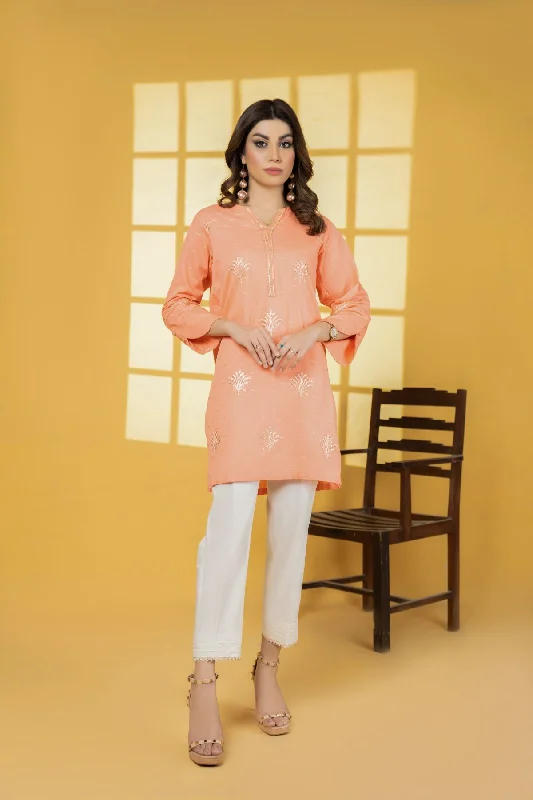 1pc Solid Embroidered shirt - LDS 765 Beaded Sequined Faux Fur