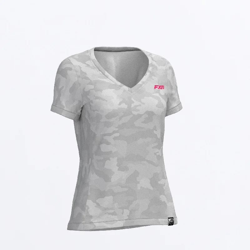 Women's Breezy UPF V-Neck T-Shirt Fleece Nylon Spandex