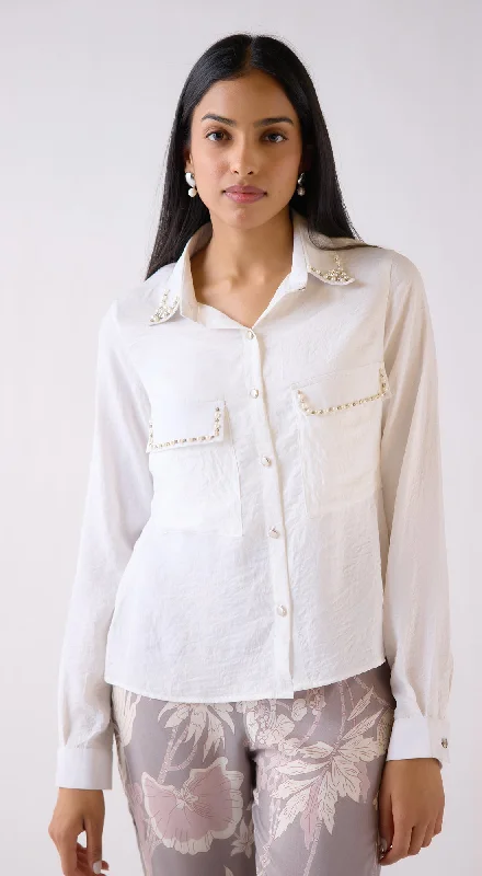 Ivory Crushed Satin Shirt Knit Fabric Woven Fabric Fleece Fabric
