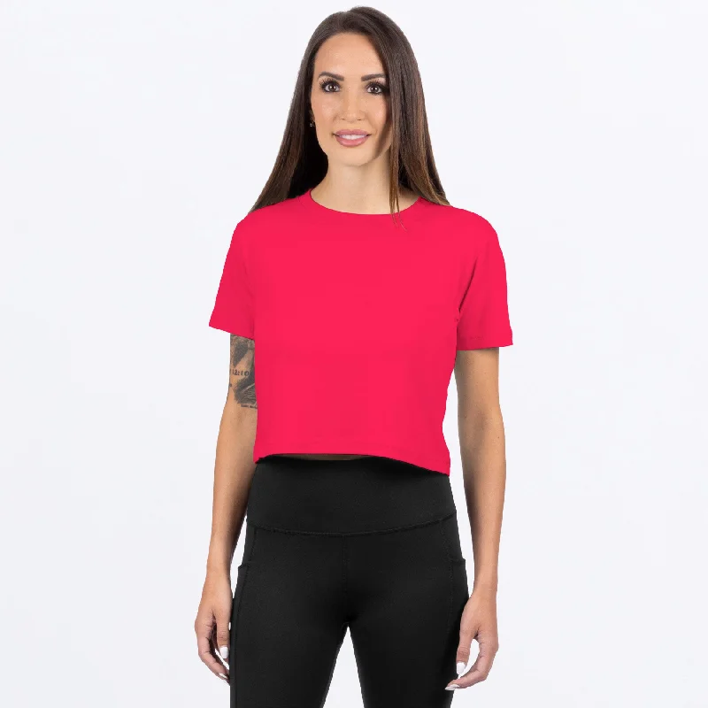 Women's Align Crop T-Shirt Seamless Knitted Crochet
