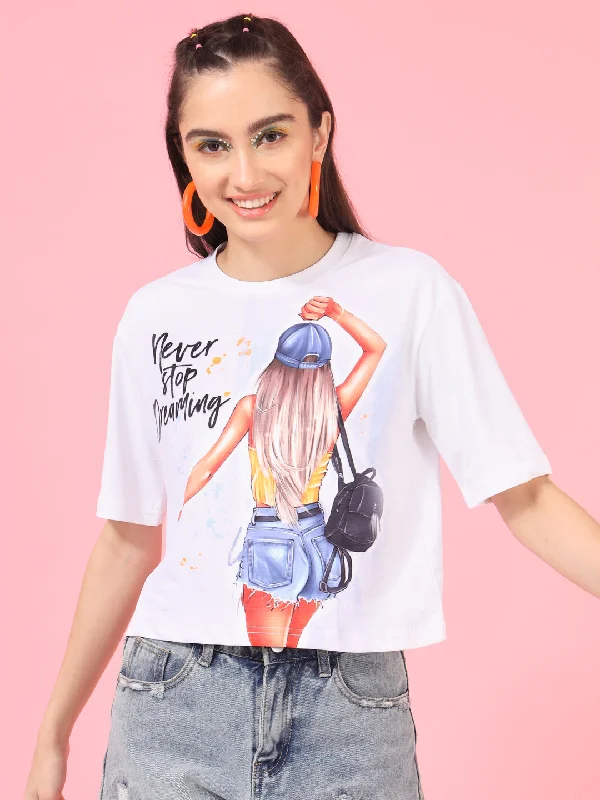 TANDUL Printed Women Round Neck Multicolor T-Shirt Fashionable Trendy Casual