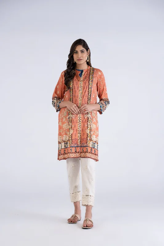 Basic Peach Printed Shirt - LDS 828 Mesh Fabric Canvas Fabric Denim Fabric