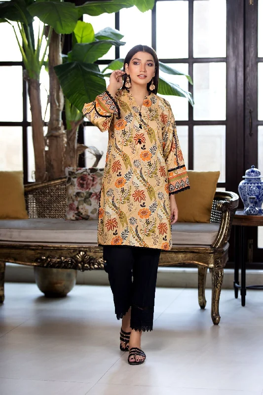 Karandi Printed Shirt - LDS 701 Solid Print Embellished