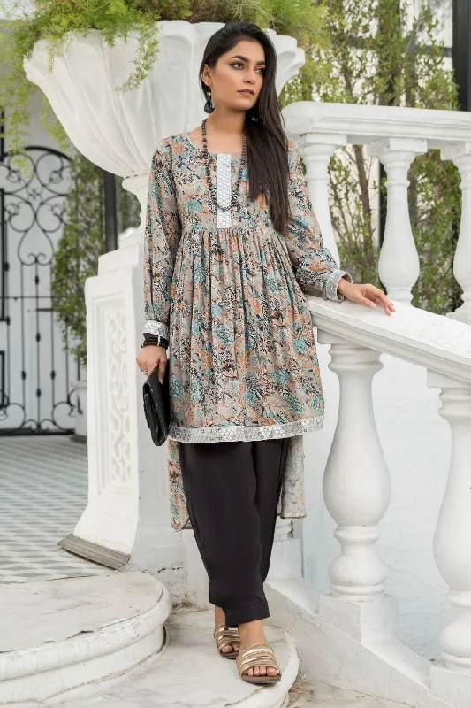 1PC Anarkali Digital Linen Shirt 57 Print Jacquard Patchwork