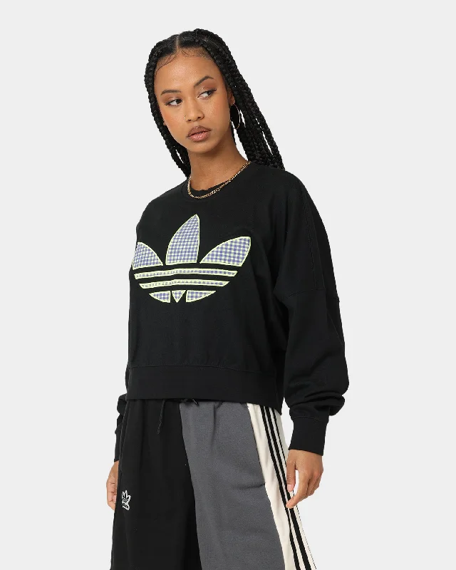 Adidas Women's Oversized Sweat Shirt Black Rayon Fabric Velvet Fabric Corduroy Fabric