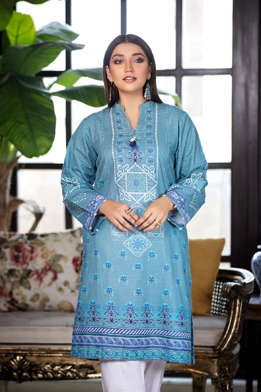 Khaddar Printed Shirt - LDS 702 Ribbed Striped Patterned