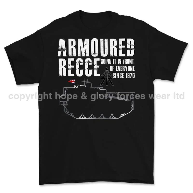 Armoured Recce Doing In Front of Everyone Printed T-Shirt Houndstooth Herringbone Solid