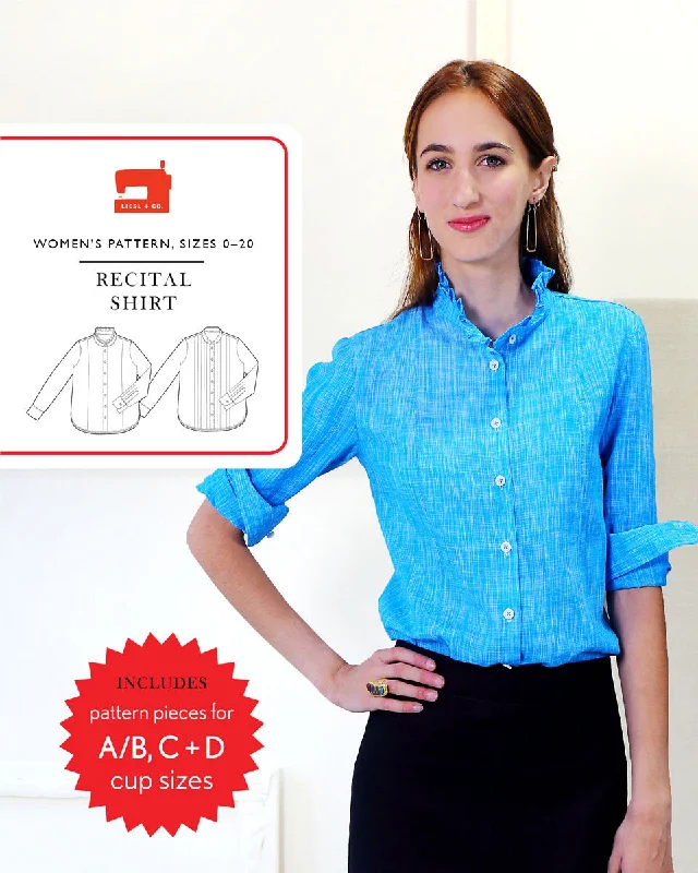PDF Pattern - Recital Shirt | Liesl + Co Mesh Canvas Denim