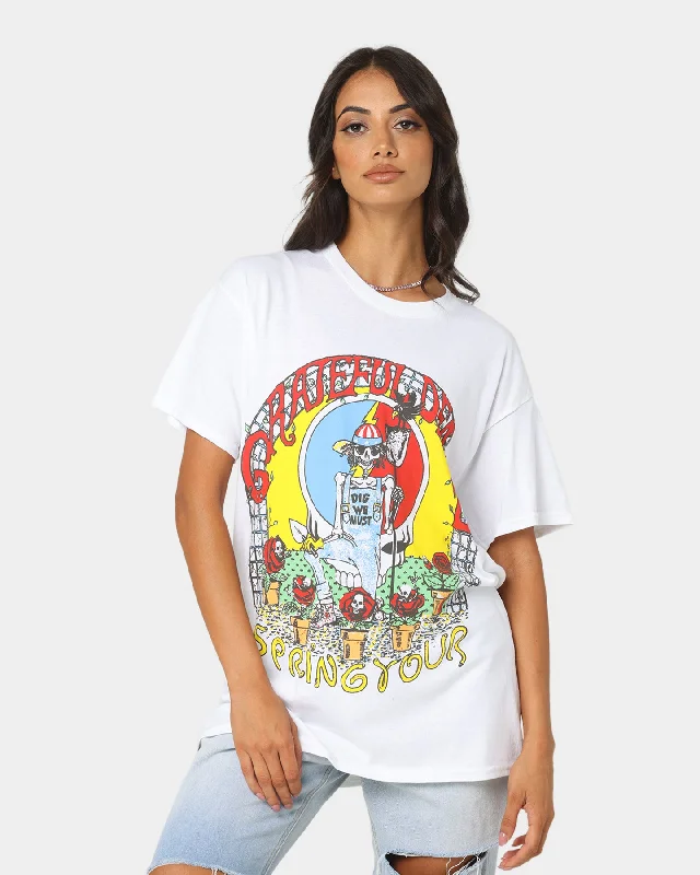 Grateful Dead Spring Tour 1990 T-Shirt White Spandex Blend Rayon Blend Denim Blend