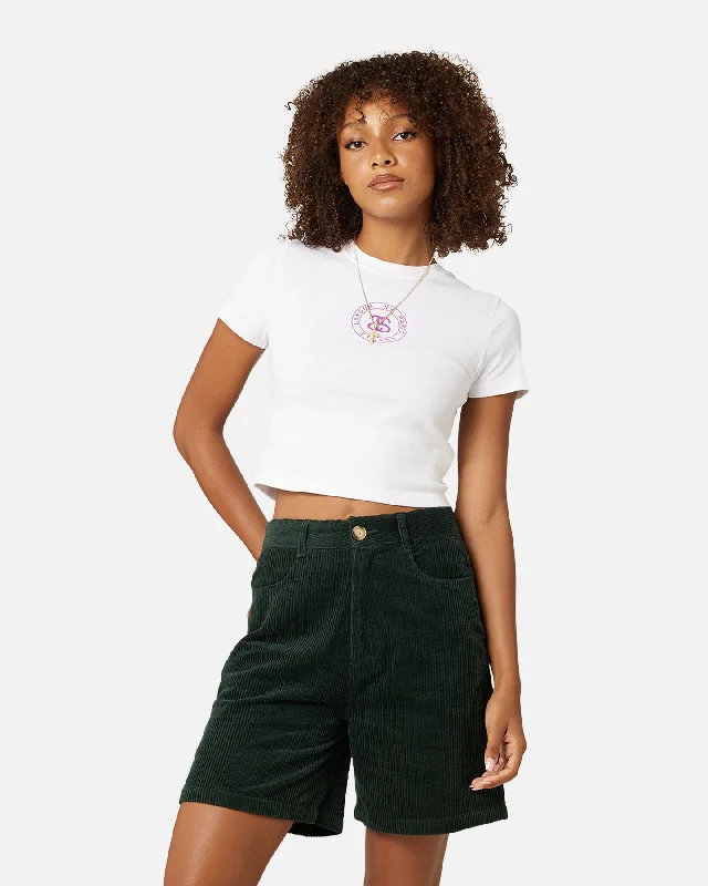 Stussy Women's Seal Rib T-Shirt White Elegant Classic Vintage
