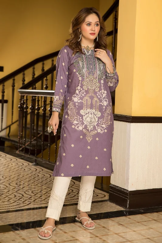 Lilac Printed Shirt - LDS 571 Satin Blend Silk Blend Wool Blend