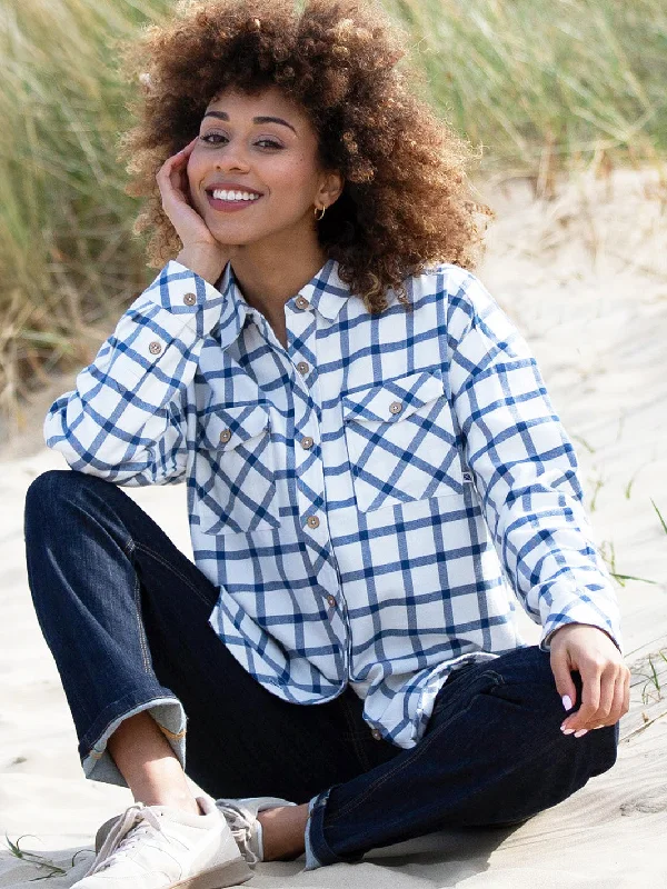 Leigh oversized flannel check shirt ecru Polka Dot Checkered Tartan