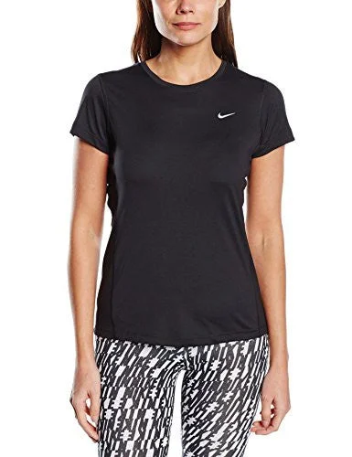 Nike Womens Dri-FIT? Miler Short Sleeve Top Black T-Shirt SM Basic T-Shirt Crew Neck Short Sleeve