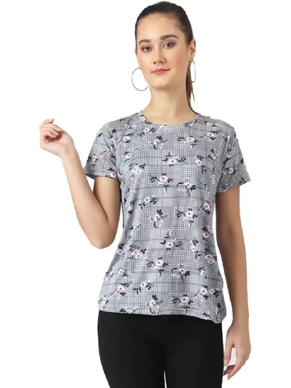 TANDUL  Printed Women Round Neck Multicolor T-Shirt Collared Crew Neck Turtle Neck