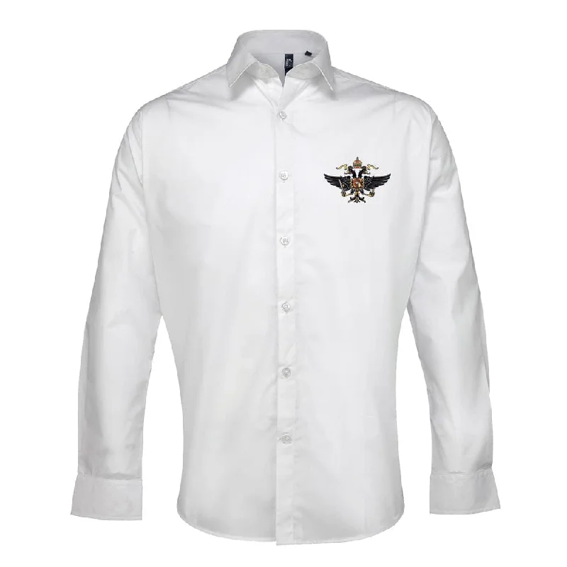 1st The Queen's Dragoon Guards Embroidered Long Sleeve Oxford Shirt Welt Pockets Slit Pockets