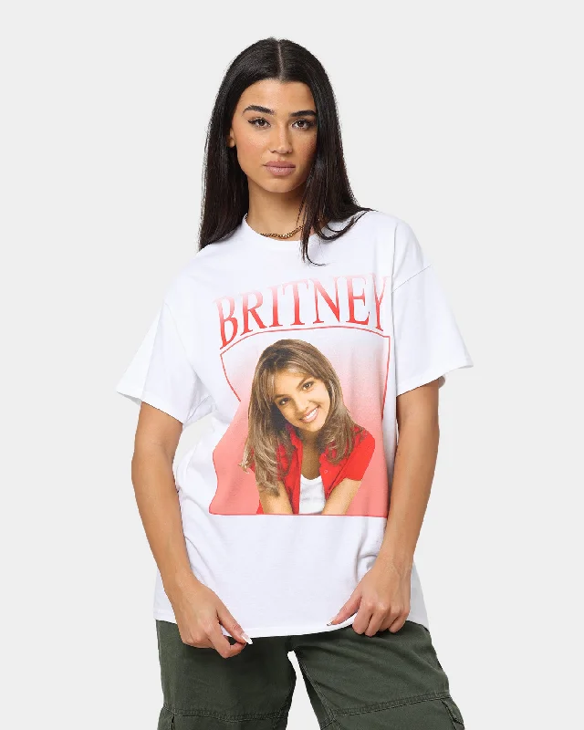 Britney Spears Britney Homage T-Shirt White Satin Blend Silk Blend Wool Blend
