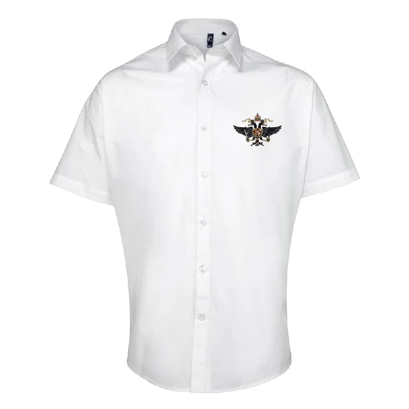 1st The Queen's Dragoon Guards Embroidered Short Sleeve Oxford Shirt Front Pockets Side Pockets Patch Pockets