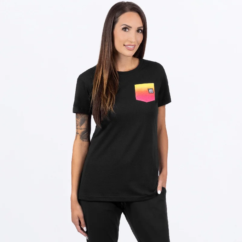 Women's Work Pocket Premium T-Shirt Hooded Caped Shawl Collar