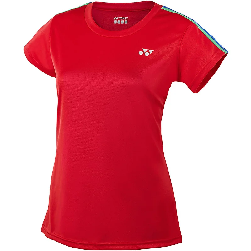 Yonex Women's YT1005 Crew Neck Shirt Red Hooded Caped Shawl Collar