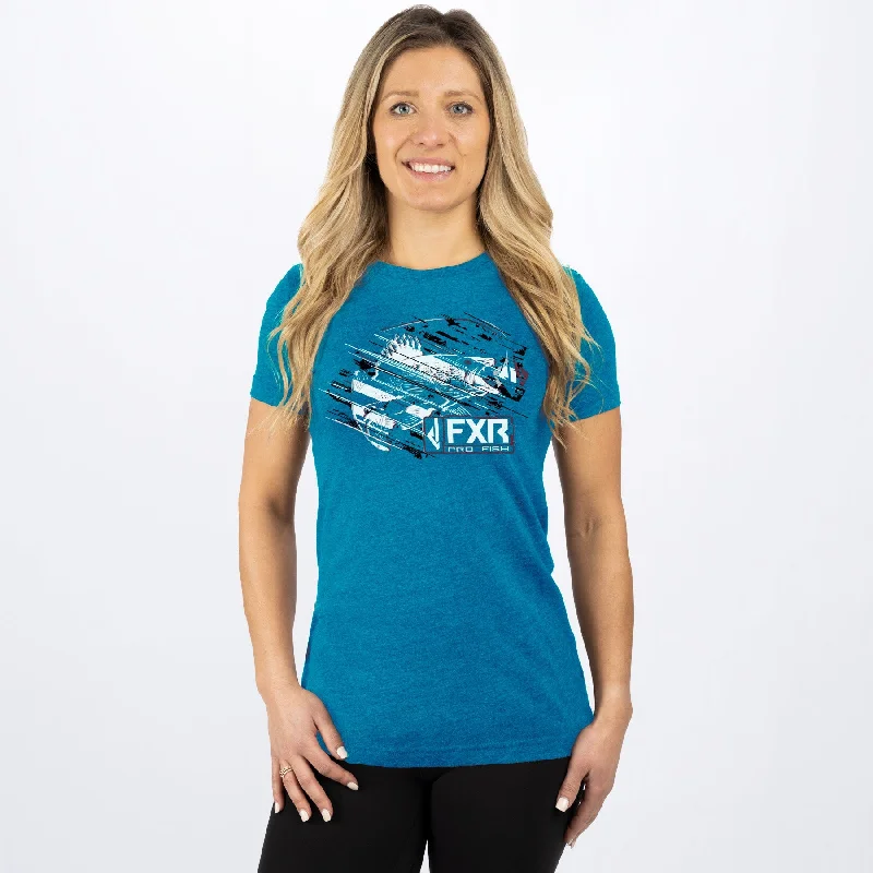 Women's Walleye Premium T-Shirt Mesh Blend Leather Blend Suede Blend