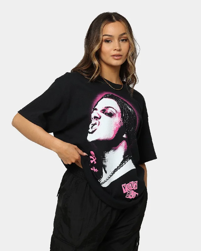 YUNGBLUD Icons Face T-Shirt Black Ribbed Striped Patterned