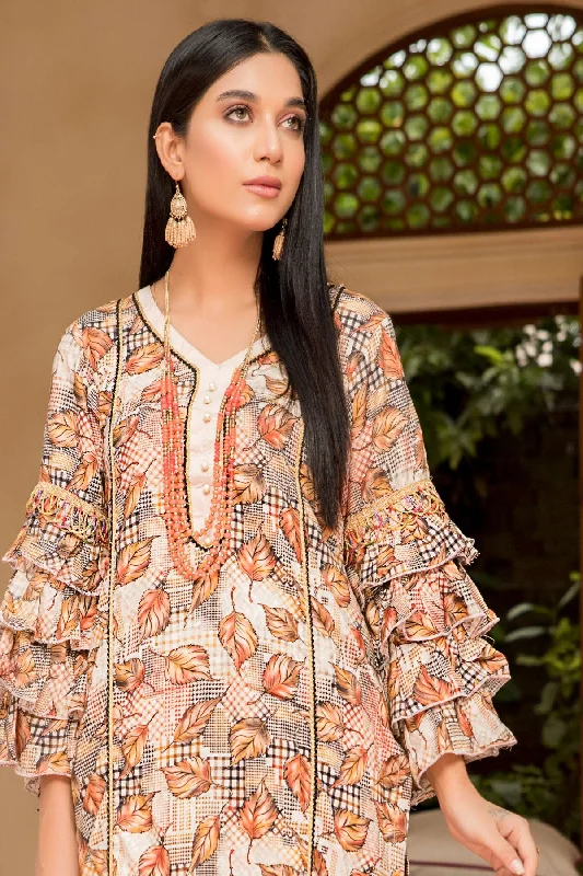 1PC Anarkali Digital Linen Shirt 40 Fleece Fabric Down Fabric Feather Fabric