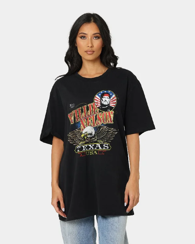 Willie Nelson Texas Eagles Vintage T-Shirt Washed Black Satin Fabric Silk Fabric Chiffon Fabric
