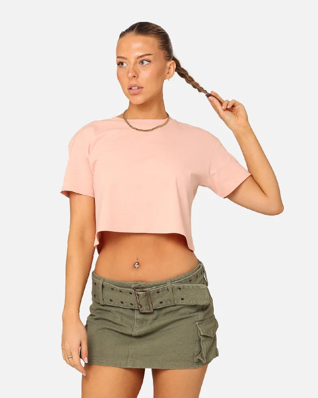 EN ES Women's Crop T-Shirt Pale Pink Casual Formal Business