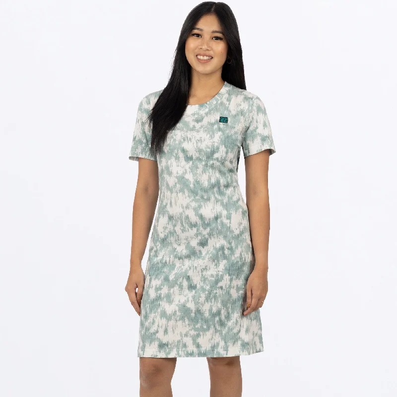 Women's Track T-Shirt Dress Welt Pockets Slit Pockets