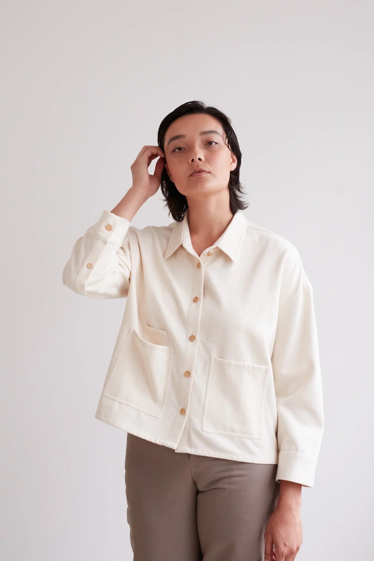 PDF Pattern - Over Shirt | The Modern Sewing Co. Striped Floral Plaid