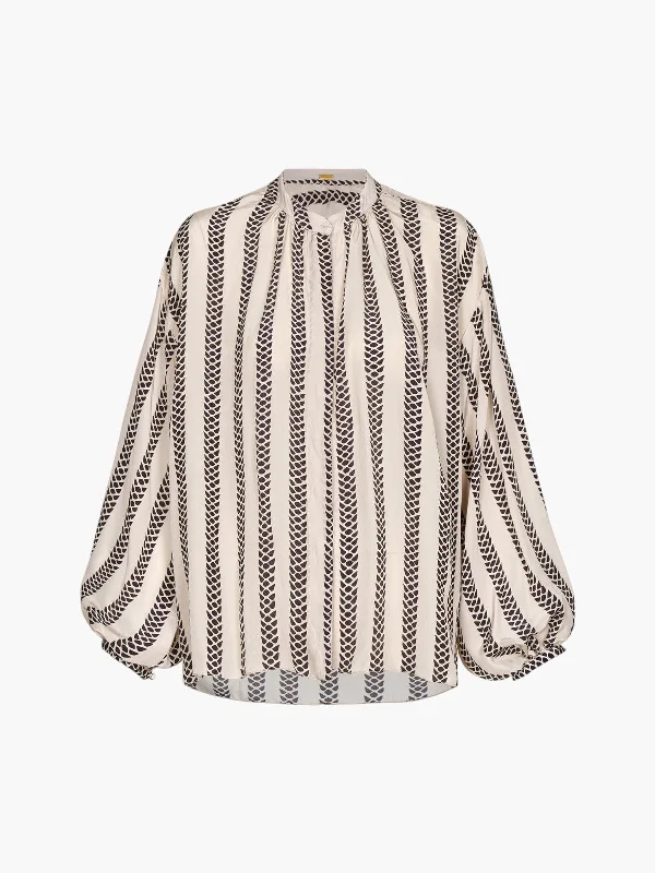 Don Simon Crepe Viscose Shirt | Beige Black Snake Zippered Front Buttoned Front Snap Front