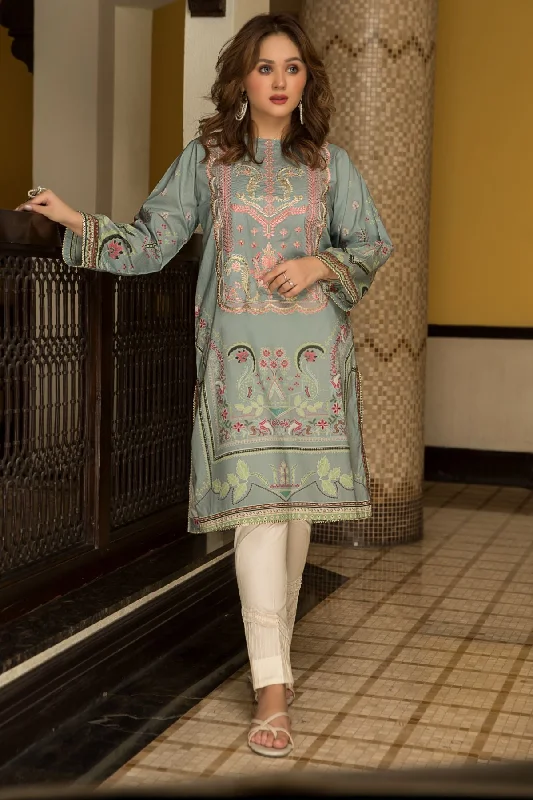 Printed Embroidered shirt - LDS 565 Cashmere Blend Cotton Blend Poly Blend