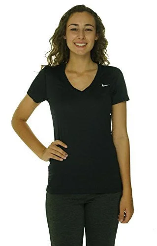 Womens Nike Regular Legend SS V-Neck T-Shirt Black/Cool Grey/White Size X-Large Notch Collar Peter Pan Collar Cowl Neck