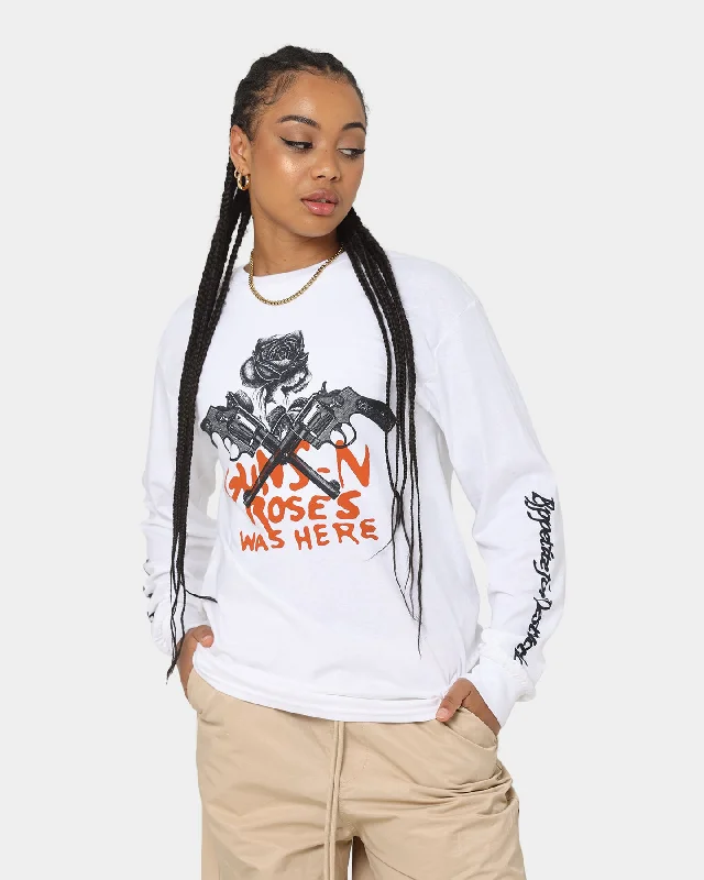 Guns n Roses Pistol Track Long Sleeve T-Shirt White Polka Dot Checkered Tartan