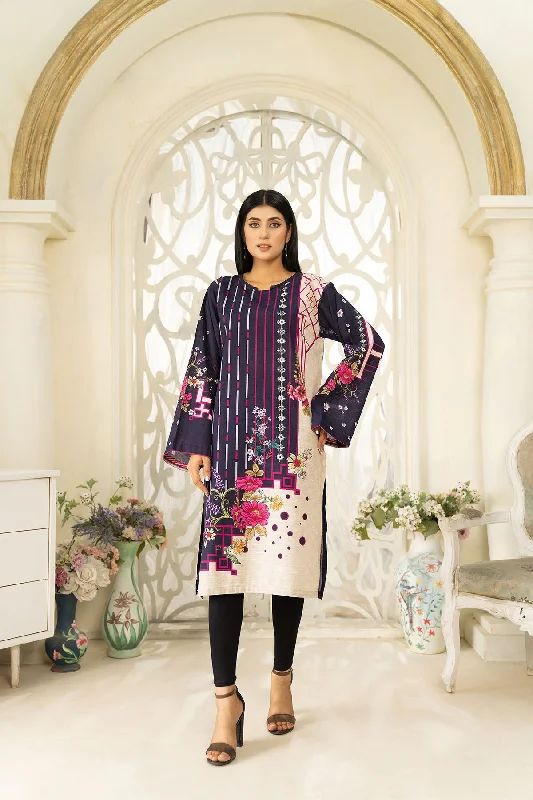 1PC Khaddar Shirt - LDS 839 Notch Collar Peter Pan Collar Cowl Neck