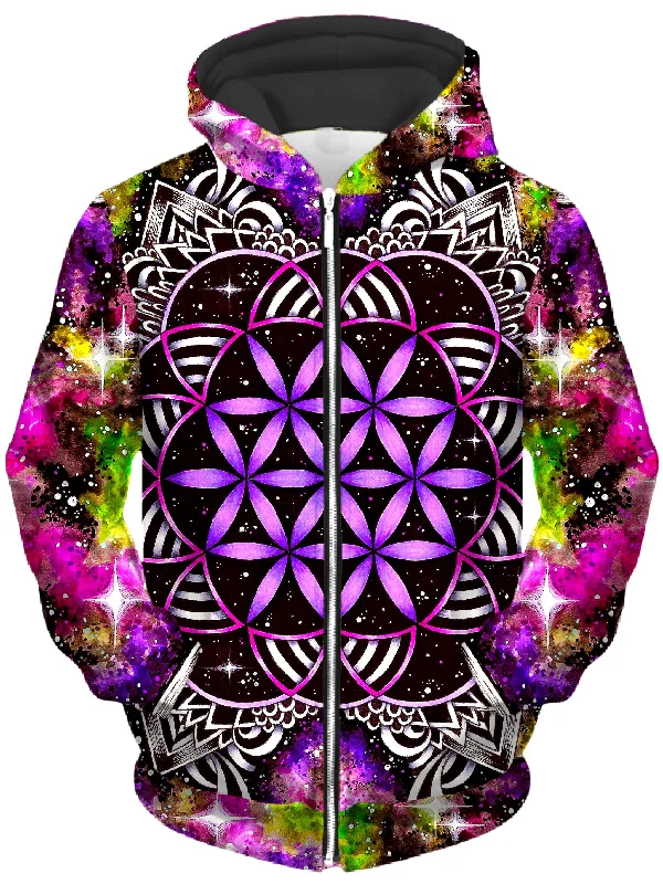 Oracle of Life Unisex Zip-Up Hoodie Hoodie with Metallic Shiny Futuristic