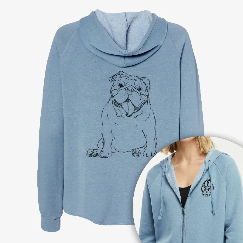 Tank the English Bulldog - Women's Cali Wave Zip-Up Sweatshirt slim fit tank