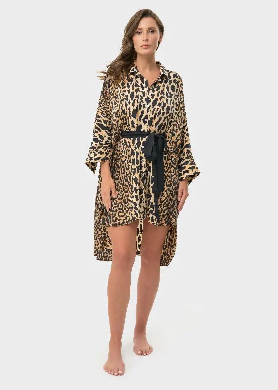 Leo Mystique Button Down Dress Tunics Bridal satin