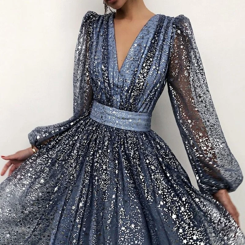 Dress Sequin Tulle Long Sleeve | Elegant Evening Dresses Tulle Tunics Corduroy durable