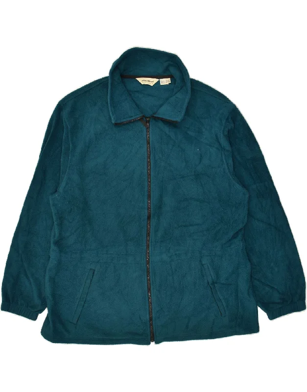 EDDIE BAUER Womens Fleece Jacket UK 18 XL Turquoise Polyester Zip Front Button Front Snap Front