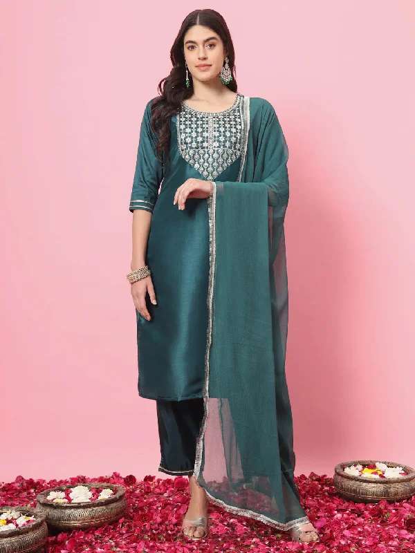 Green Premium Designer Party Wear Readymade Suit Pant Cozy Full-Length Pants