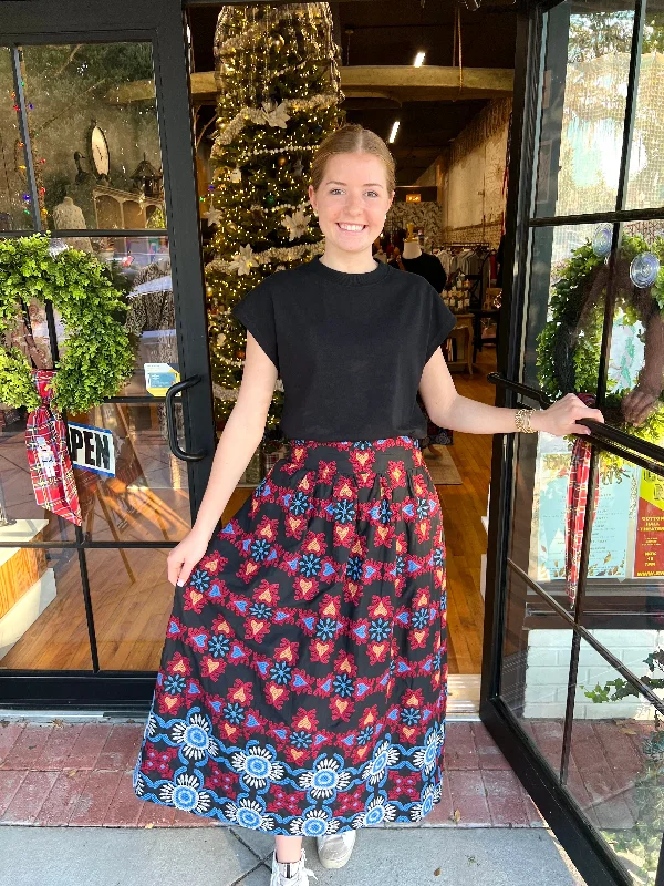 CIEBON - Deana Embroidered Maxi Skirt *Final Sale* leather skirt bold