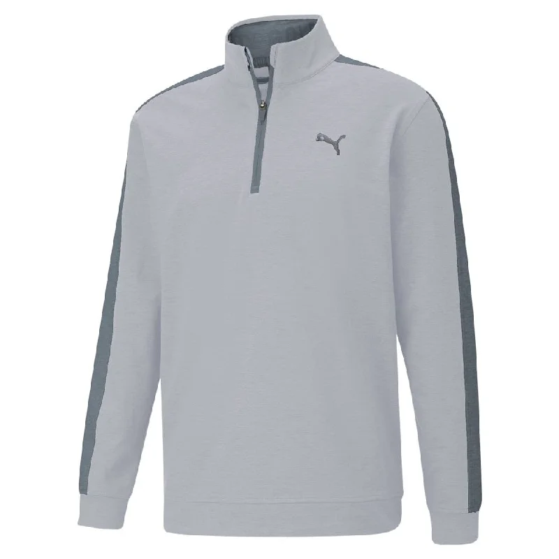 Grey 'T7 1/4 Zip' CLOUDSPUN SWEATER -  MEN Mesh Sweater Canvas Denim