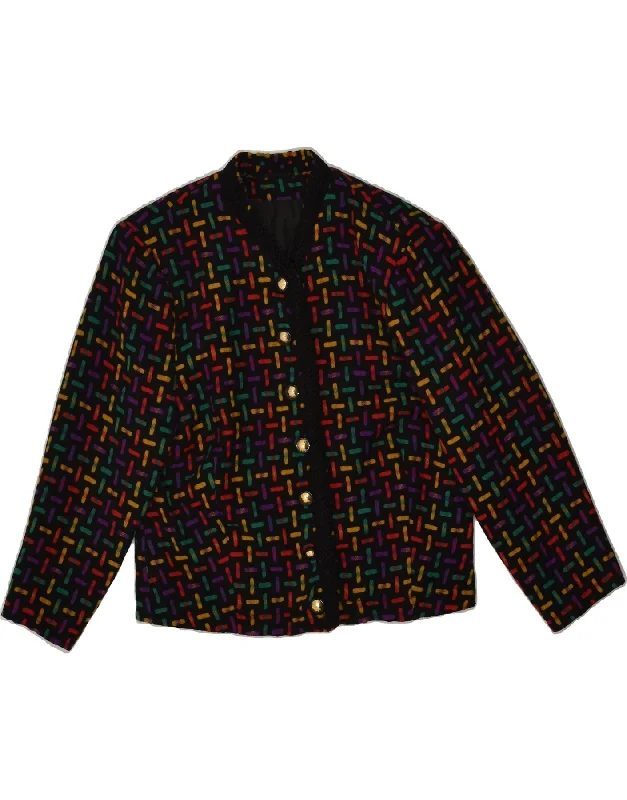 VINTAGE Womens 3 Button 7 button Blazer Jacket UK 12 Medium Multicoloured Welt Pockets Slit Pockets Flap Pockets