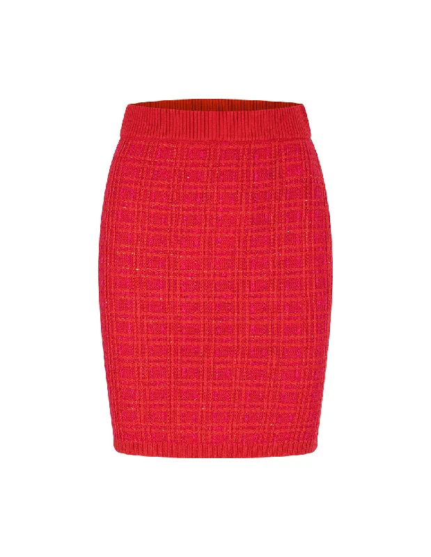 MARYLING Red Straight Cut Knee-Length Knit Skirt corduroy skirt cozy