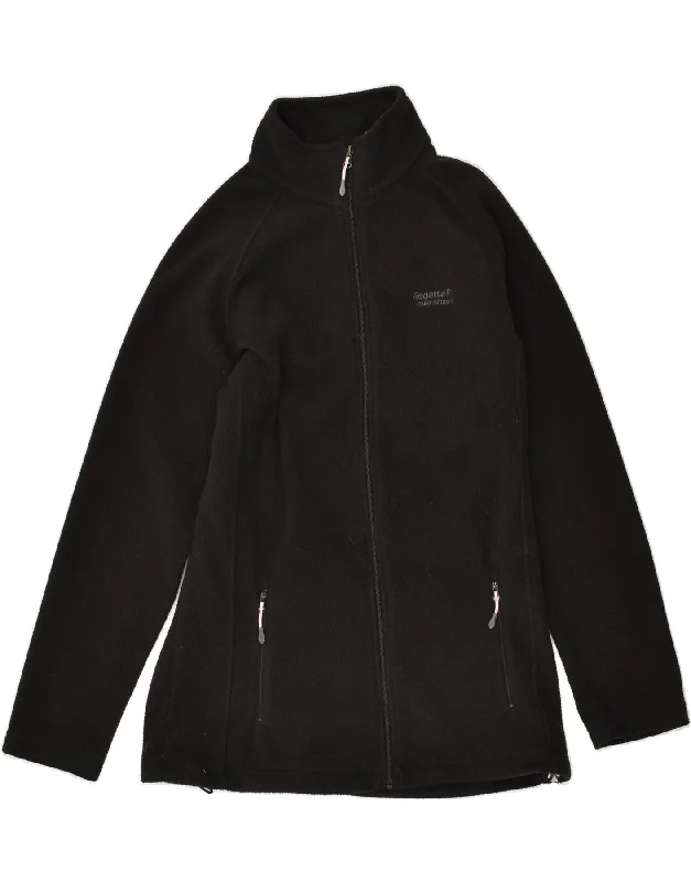 REGATTA Womens Fleece Jacket UK 12 Medium  Black Polyester Welt Pockets Slit Pockets Flap Pockets