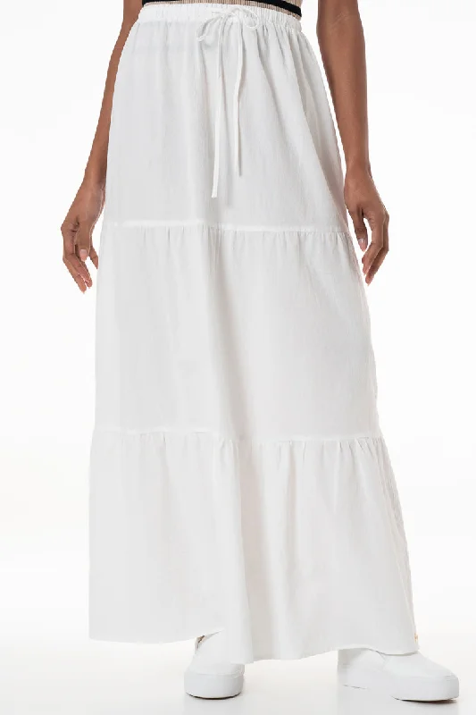 Maxi Tiered Skirt _ 150055 _ Milk linen skirt airy