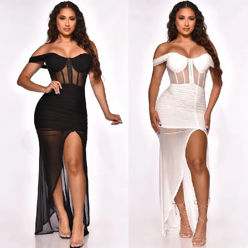 Strapless Slim Dress Nightclub Clothes Halter Neckline Beach