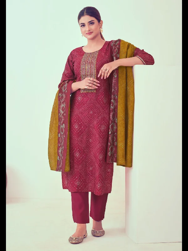 Pink Designer Readymade Pant Suit With Printed Embroidery Work Classic Chino Pants
