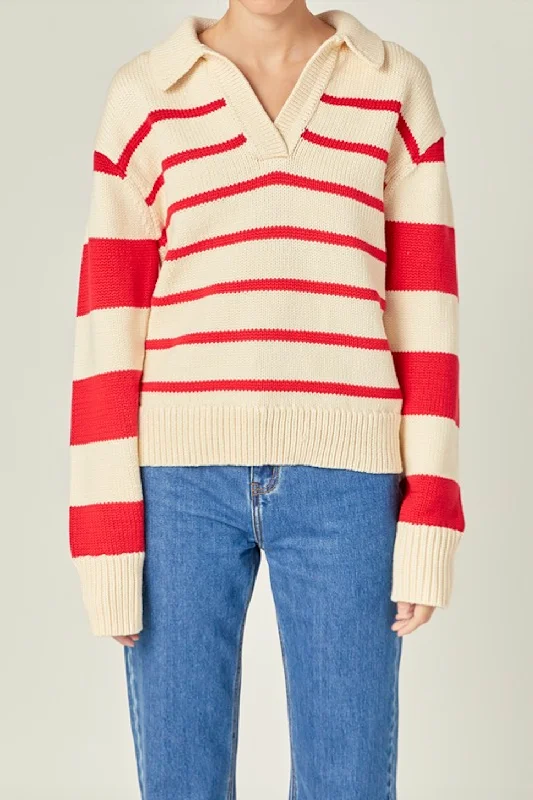 Red Striped Sweater Mesh Fabric Canvas Fabric Denim Fabric